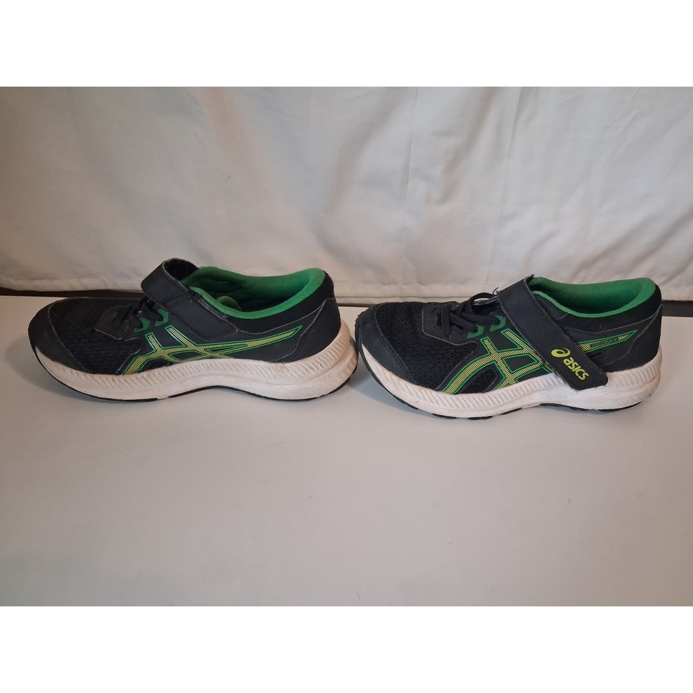 Asics Boys Sz 2 Kids Green Black Sneakers - Picture 4 of 7
